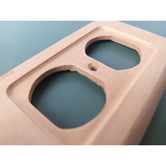 Raw Wood Single Outlet Cover Plate Metal Reinforcement Old New Stock - Picture 6 of 10